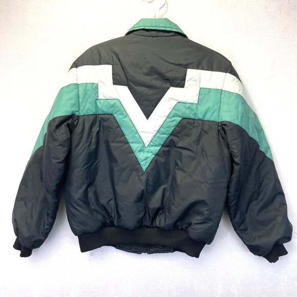 Vintage 90s Outdoor Exchange Relaxed Ski Jacket Womens Medium Black Green Retro - Picture 2 of 16